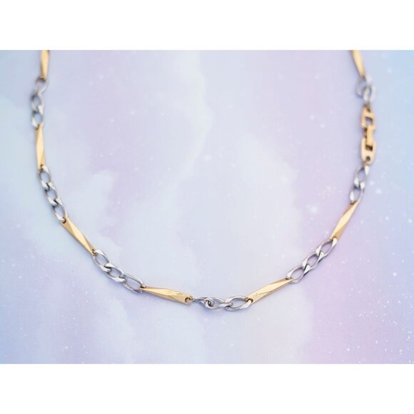Vintage Gold & Silver Tone Link Chain Necklace | 24 inch | Napier | J24 - Picture 1 of 4